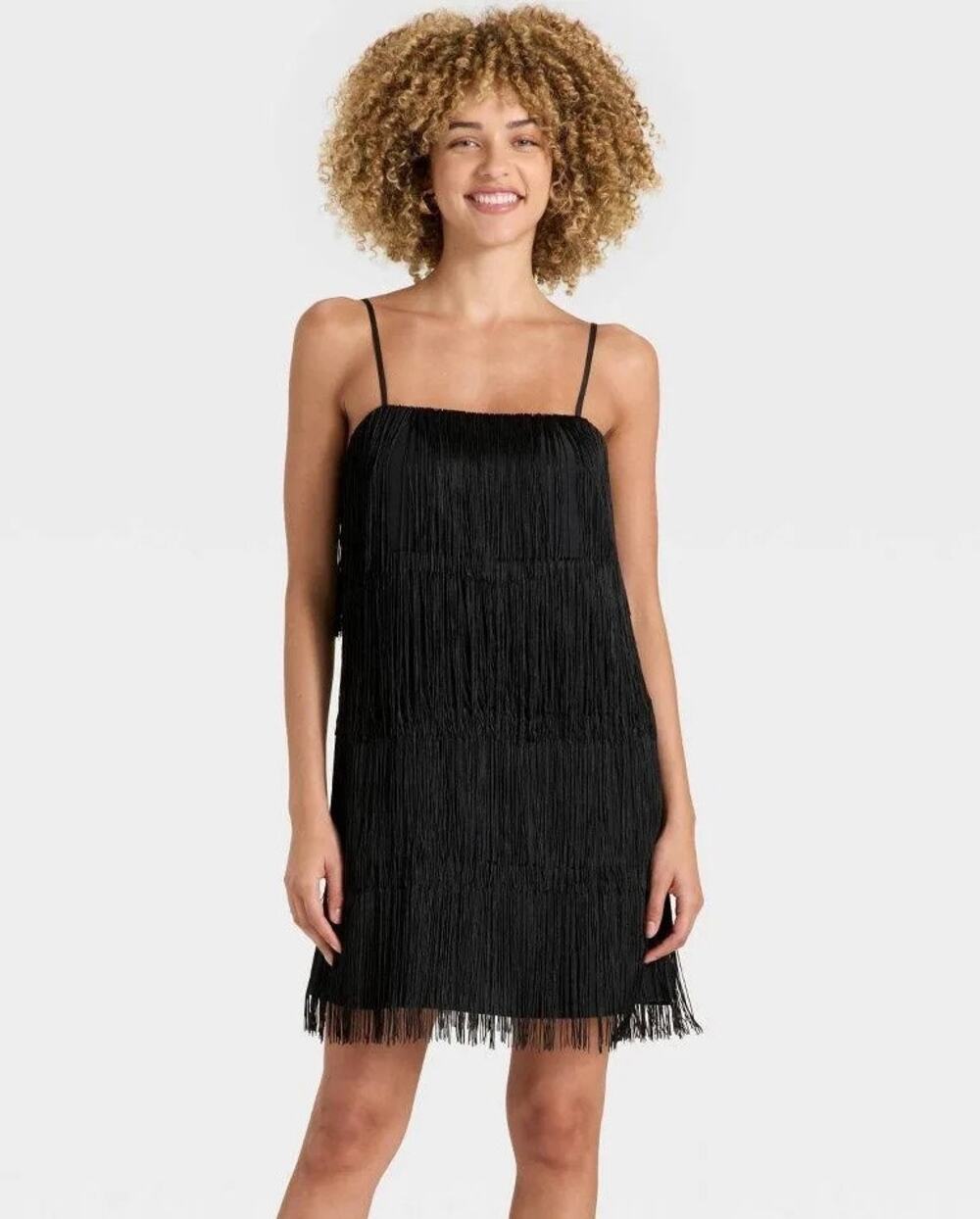 A New Day Women's Fringe Mini Dress Black‎ Size Medium M Sleeveless Party Dress